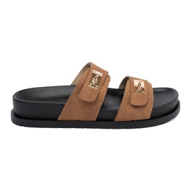 Shelvt Jansnobrowe Women's Flip Flops med gyldne indsatser