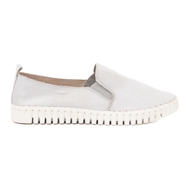 Goodin Lysegrå slip-on sneakers med fleksible indsatser