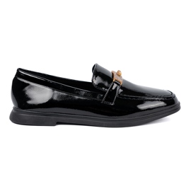 Shelvt Elegante lakede loafers med en gylden dekoration sort