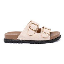 Shelvt Stilfuld lys beige flip flops med ruskind finish