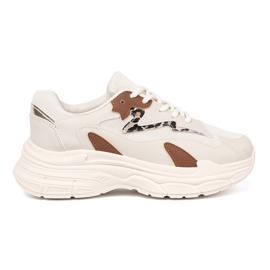 Shelvt Beige sneakers til kvinder med tyk sål