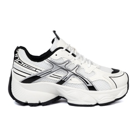 Shelvt Hvide og hvide komfortable sneakers med et net