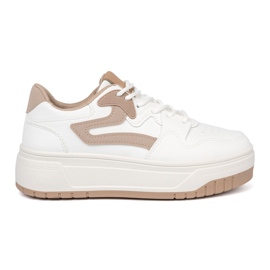 Shelvt Hvide og beige sneakers på platformen