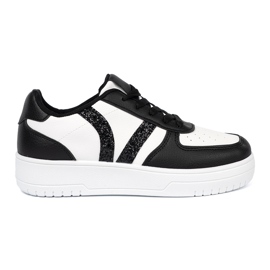 Shelvt Stilfulde sort / hvide sneakers med glitterindsatser