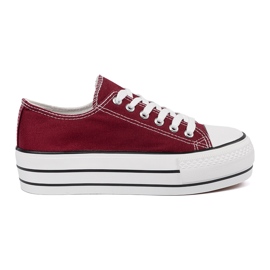 Shelvt Kvinders bordeaux -sneakers på platformen rød