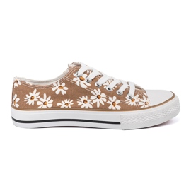 Shelvt Beige kvindes sneakers med blomster