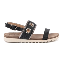 Shelvt Sorte sandaler med dekorative metalhjul