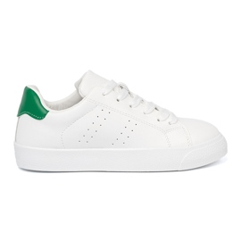 Shelvt Klassiske hvide sneakers med en grøn accent