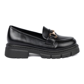 Shelvt Klassiske sorte loafers med en metalklemme