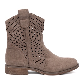 Seastar Mørke beige åbne værkstøvler i cowboy -stil