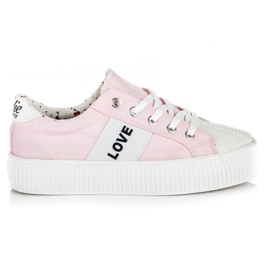 Kylie Love &amp; Peace platform sneakers lyserød