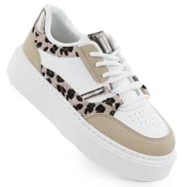 Sportssko på ZZ -platformen med Leopard Print Big Star SS274357 hvid
