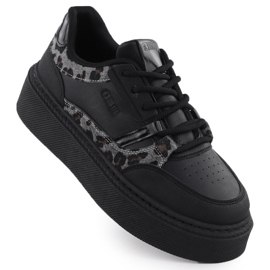 Sportssko på ZZ Pladter med Black Big Star SS274358 sort