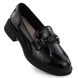 Kvinders lædersko lakerede loafers Black Vinceza 39957 sort