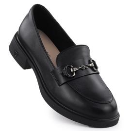 Women's Leather Shoes Black Loafers Vinceza 39958 sort