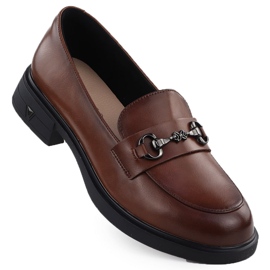 Kvinders lædersko brune loafers Vinceza 39958