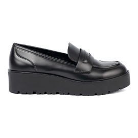 Shelvt Elegante sorte loafers på en tyk sål
