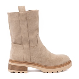 Shelvt Minimalistiske beige støvler lavet af blød ruskind