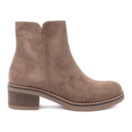 Shelvt Klassiske mørke beige støvler med en stabil hæl