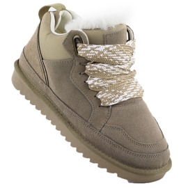 Kvinders læderstøvler isolerede sneakers med pels beige Vinceza 97963