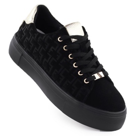Kvinders lædersko sneakers på Black Filippo DP6850 -platformen