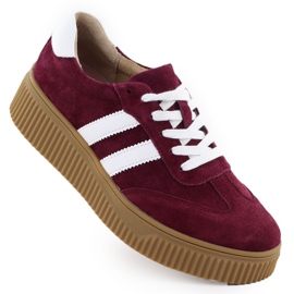 Kvinders lædersko på Filippo DP6776 Burgundy Platform rød