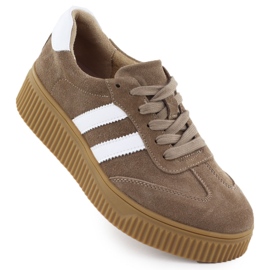 Kvinders lædersko på platformen Beige Filippo DP6776