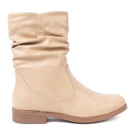 Shelvt Komfortable beige støvler med ruffles