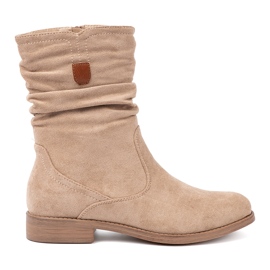Shelvt Beige støvler med en krøllet overdel