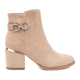 Shelvt Elegante beige støvler med en dekorativ spænde
