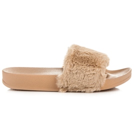 Via Giulia  Beige hjemmesko med pels