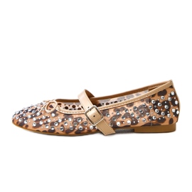Leopard mesh ballerinas med elasidkrystaller flerfarvet