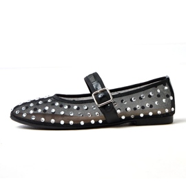 Sort mesh ballerinas med Malmo -krystaller