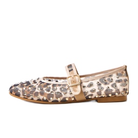 Pantitan Mesh Ballerinas med Malmo -krystaller brun