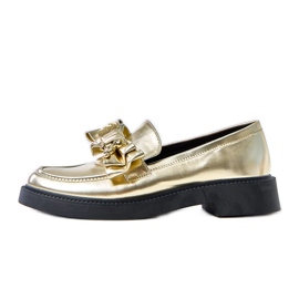 Golden Loafers med en bue og Teriwa bamse gylden