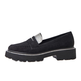 Sort Ekozamszu Moccasins dekoreret med kubisk zirconia klooren
