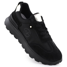 Women's Leather Sports Shoes Black Vinceza 41491 sort