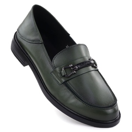 Lædersko Kvinders loafers grøn Vinceza 18112