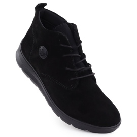 Kvinders læderlæderstøvler Black Rieker Z0022-00 sort