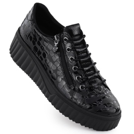Kvinders lakerede sko Krok Black Rieker N2555-00
