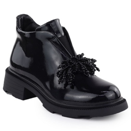 Kvinders læderstøvler med en ornament lakeret sort filippo DBT6370