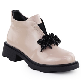 Kvinders læderstøvler med en ornament lakeret beige filippo DBT6370