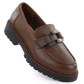 Lords Leather Loafers på kvinders brune platform Sergio Leone MK25166-S