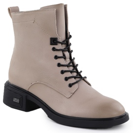 Læderstøvler på mursten kvinders beige Vinceza 26-39955