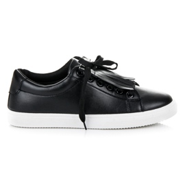 Sorte sneakers med frynser