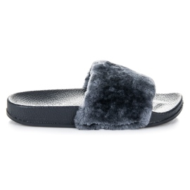 L. Day Grå flip-flops med pels