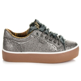 Kylie Sneakers med pels grå