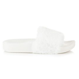 Via Giulia  Hvide flip-flops med pels