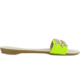 Hjemmesko med guldkæde MB-6272 gul-fluo gylden