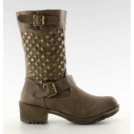 HU929 khaki studded boots